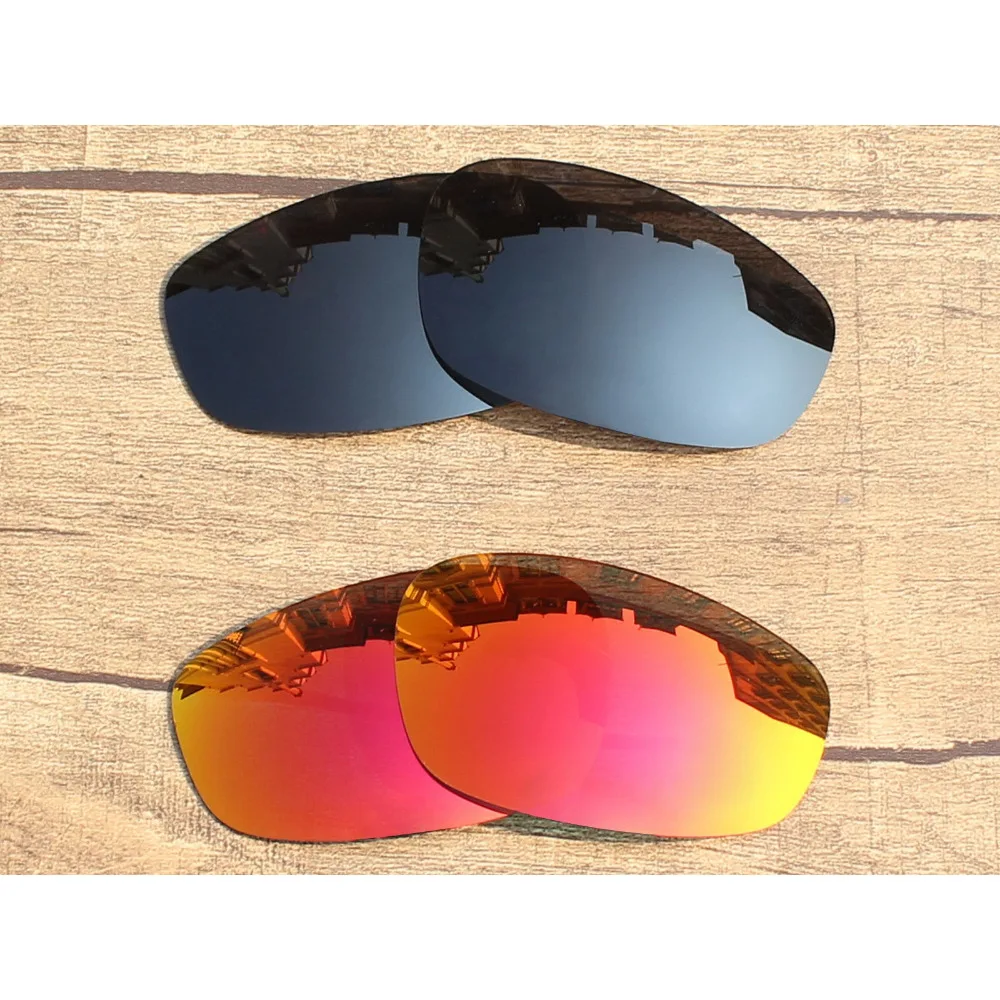 

Vonxyz 2 Pairs Stealth Black & Ruby Mirror Polycarbonate Replacement Lenses for-Oakley Split Jacket Frame