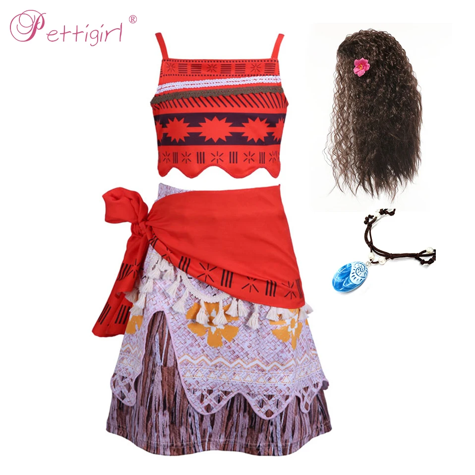 

Pettigirl Kids Moana Adventure Costume Girls Dress Summer Clothes Princess Clothing Set Children Cosplay Dress upG-DMCS0010-A176