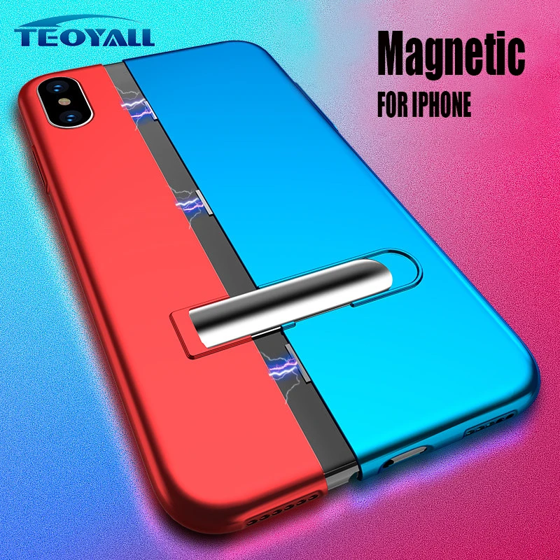 Магнитные Чехлы TeoYall для iPhone X XR XS MAX подходящий чехол телефона с держателем
