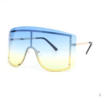 Fashion Blue Yellow Gradient Sunglasses WoLuxulry Brand Red Rimless Metal
