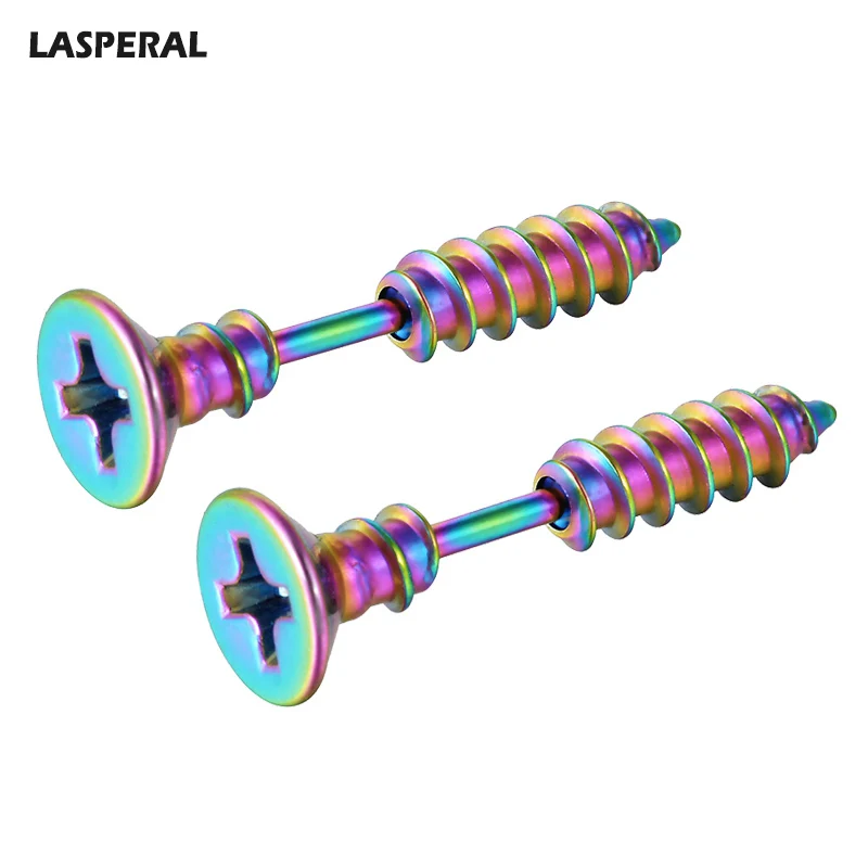 LASPERAL панк из нержавеющей стали мужские серьги-гвоздики для женщин Серебро Золото