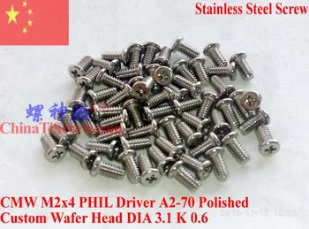 

Stainless Steel screw M2x4 Wafer Head Phillips driver Polished ROHS 100 pcs