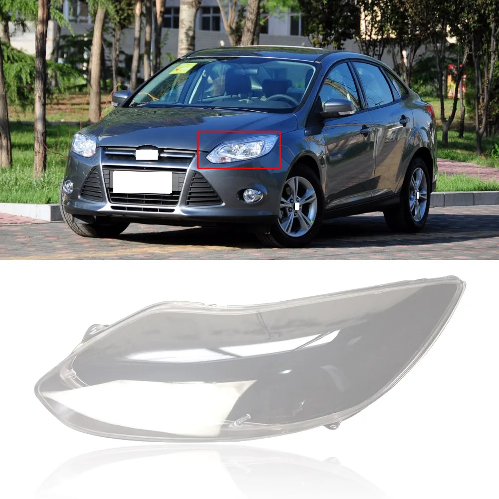 

CAPQX For Ford Focus 12-14 Front Bumper Headlight Head Lamp Cover Lampshade Bright Clear Waterproof Lamp Shade Shell Lampcover