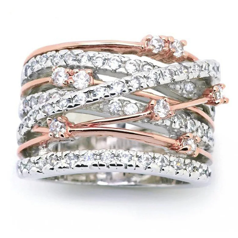 Розовое золото серебро Цвет креативный женский сечение Sepcial Дизайн Вечность кольцо обручальное кольцо для женщин невесты ювелирные изделия R5037