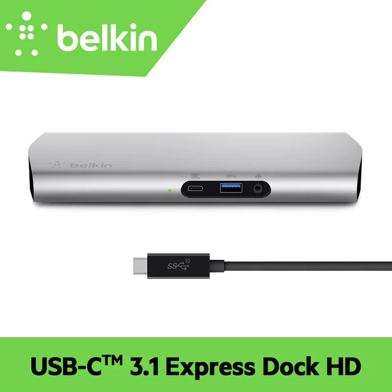 

Belkin USB3.1 Type-C Express Dock HD with 4K HDMI video out/ 60W Power Delivery with USB-C Cable for MacBook with Package F4U093