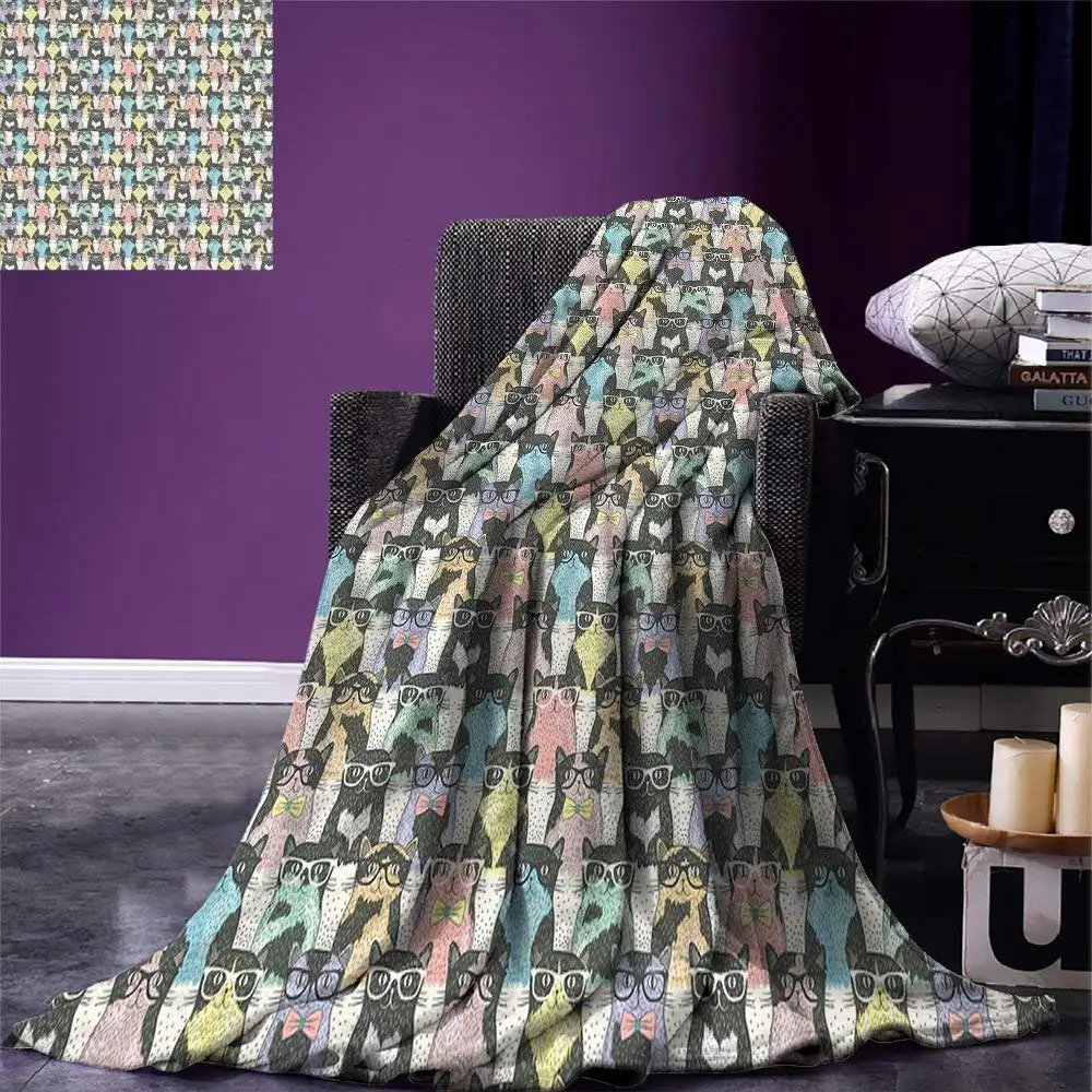 Cat Throw Blanket Retro Style Pattern With Cute Cats Hipster Sunglasses Bow Ties Hand Drawn Style Vintage Home Blanket Blankets Aliexpress Cat Throw Blanket Retro Style Pattern With Cute Cats Hipster Sunglasses Bow Ties Hand Drawn Style Vintage Home Blanket Blankets Aliexpress