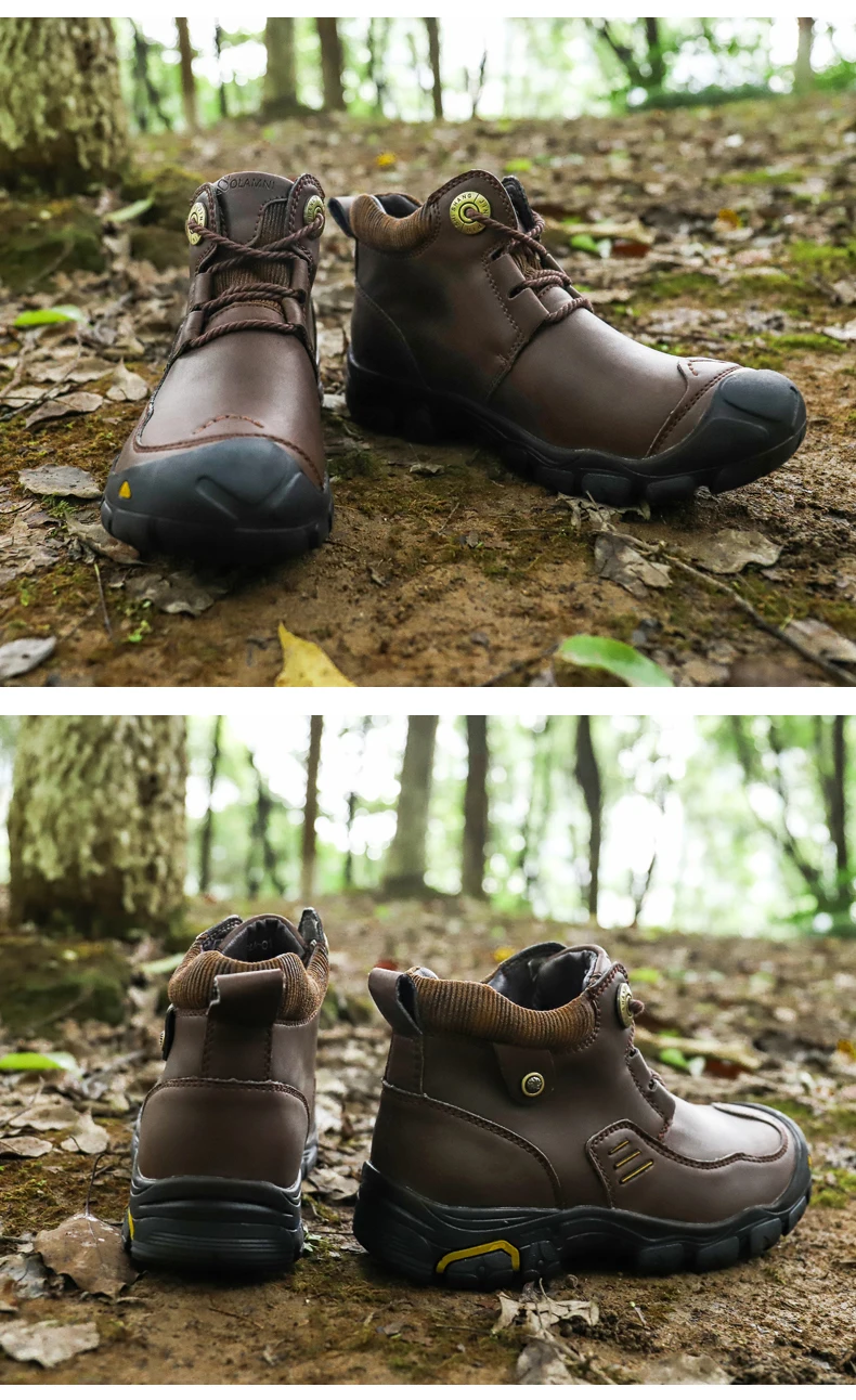 Большие размеры; Мужская походная обувь; водонепроницаемые кожаные походные ботинки; уличные Нескользящие Трекинговые ботинки; противоударные альпинистские ботинки