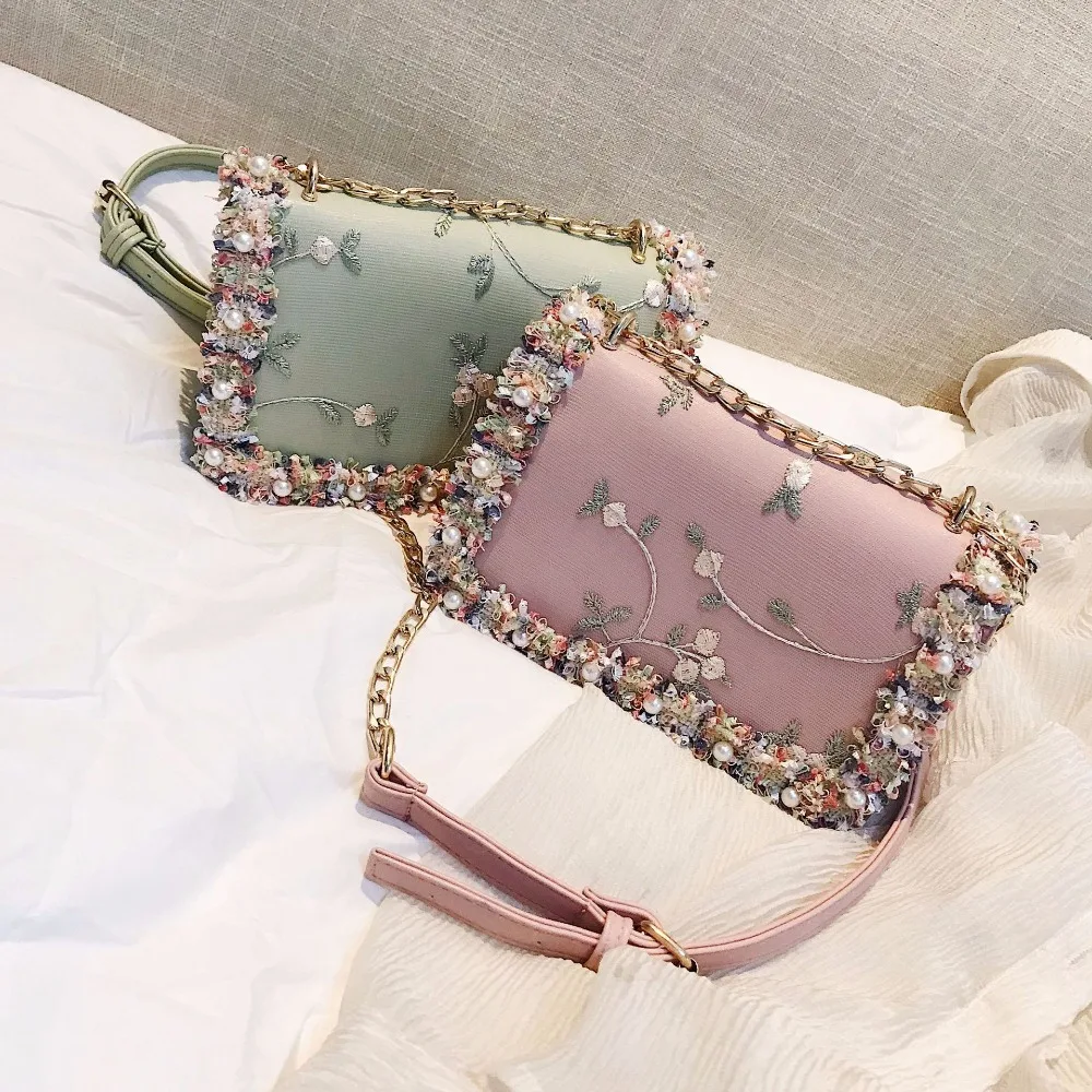 Flores de renda bolsa feminina 2019 nova