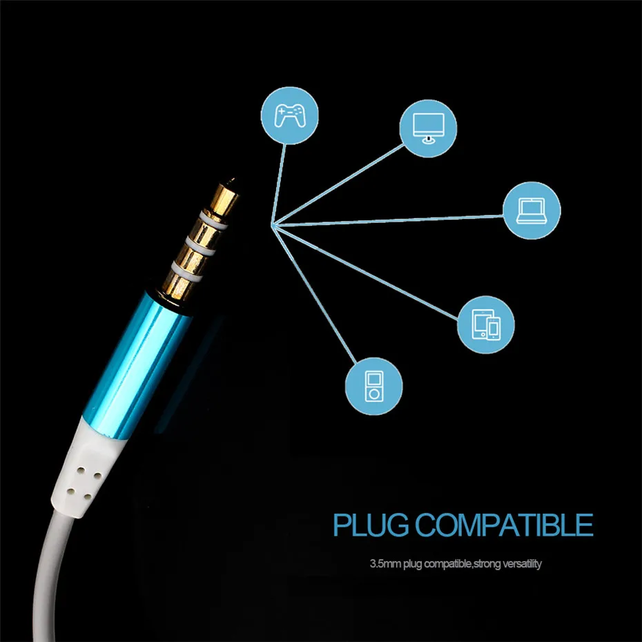 New Fashion Sports Earphones Headset Luminous Light Glow in the Dark Metal Zipper Earphone with Mic for Xiaomi  Mobile Phone (1)