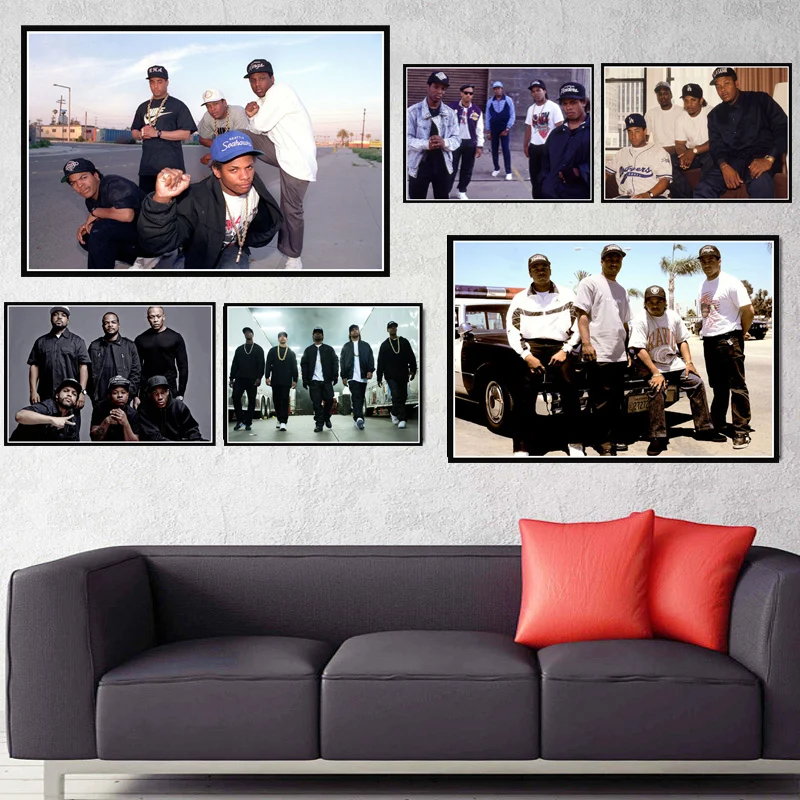 

Poster Prints N.W.A Hip Hop Music Rap Star Ice Cube Dr.Dre Eazy-E Gangster Art Painting Wall Pictures For Living Room Home Decor