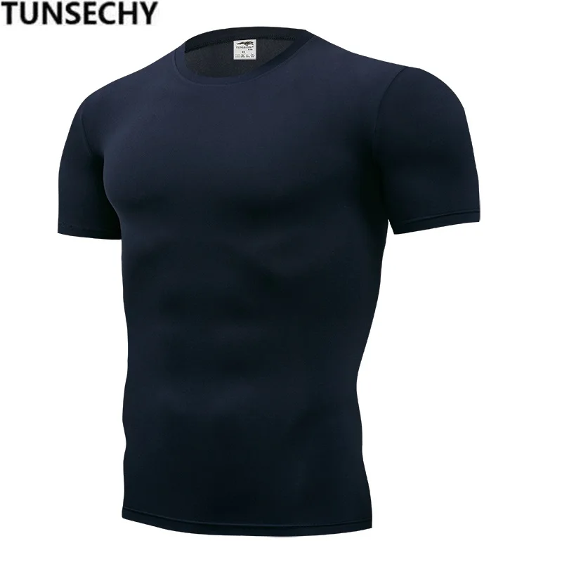 

TUNSECHY 2018 Brand Clothing Men's T Shirt Men Fashion Fitness For Male pure color T-shirt S-XXXXL Free transportation