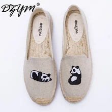 DZYM/ г.; Летние пикантные женские парусиновые Эспадрильи на плоской подошве; Милые лоферы с вышивкой в виде панды; Высококачественная обувь для рыбаков; Zapatos