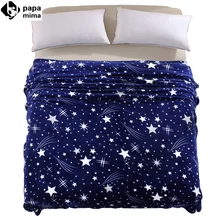 Brillant ciel étoilé imprimer throw couverture profonde bleu flanelle microfibre 120×200 cm/150×200 cm/180×200 cm/200×230 cm taille sieste couverture