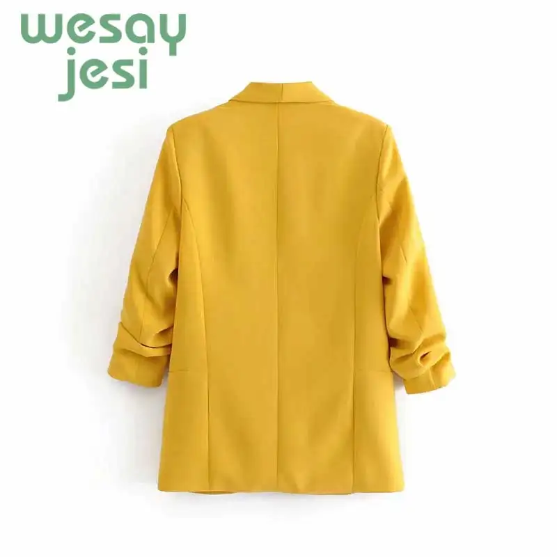 2019 Vintage Women Blazer Pockets Jackets Female Retro Suits Coat  Khaki Blazer Loose Coat Streetwear