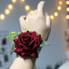 Bridemaids Accessoirs Rose Brooch Silk Corsage Bracelet Wedding Bracelets Corsages Prom Bracelets Hand Corsage Flowers Wrist Hot
