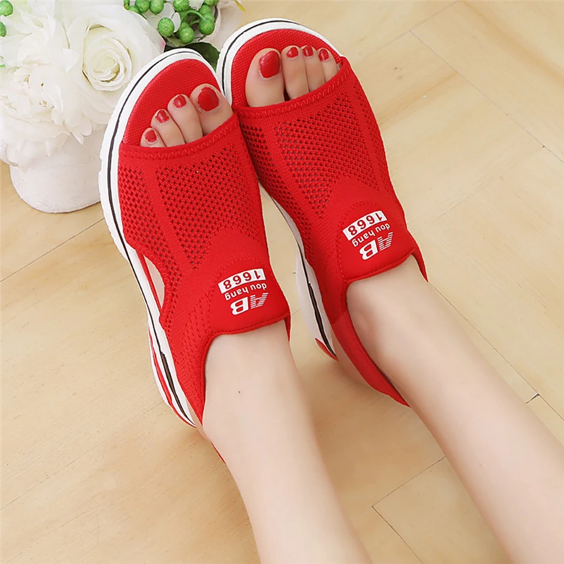

Women Sandals Summer New Platform Sandal Shoes Breathable Comfort Shopping Ladies Walking Shoes Red Black Casual Shoes 305LX