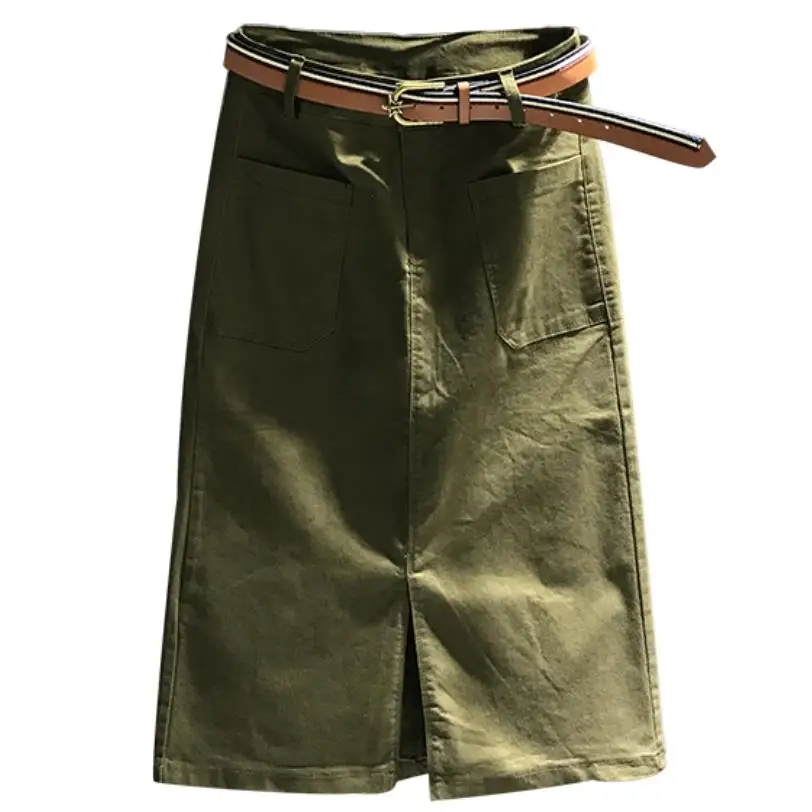 

autumn new high waist denim skirt women split bag hip skirt slim step jeans a-line skirt