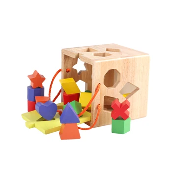 

Chanycore Baby Learning Educational Wooden Toys Geometric Shape Blocks Box Sorting Matching qzm Montessori Kids Gifts 4097
