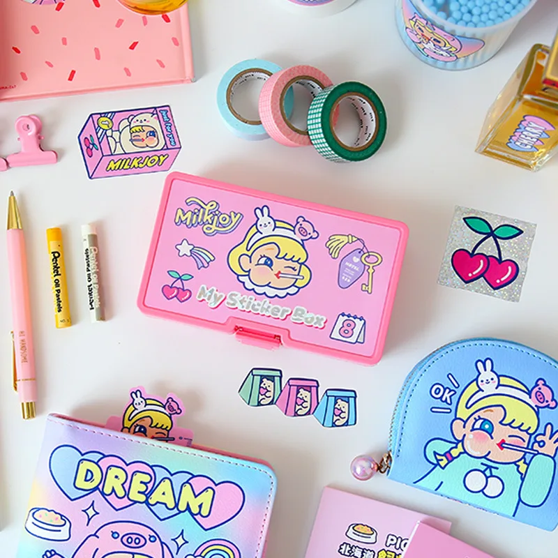 

Pink Girl Cute Cartoon PVC Stickers Pack 14.5*8.5*3.5cm DIY Deco Korean Fashion