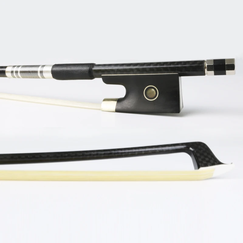 

Free Shipping 4/4 Size Plaid Carbon Fiber Violin Bow Natural Horsehair Ebony Frog Good Balance Violin Parts Accessories