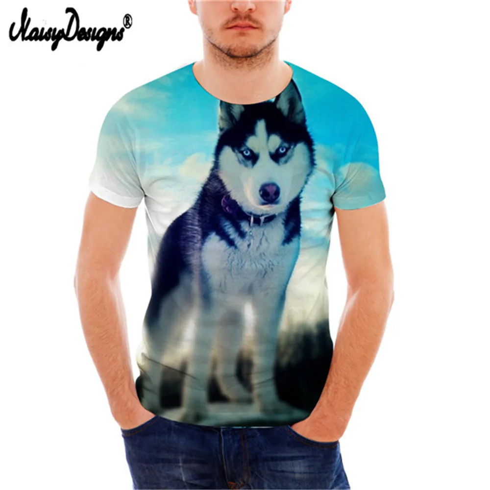 Noisydesigns Casual Men Short Sleeve T shirt 3D Cool Husky Print Top
