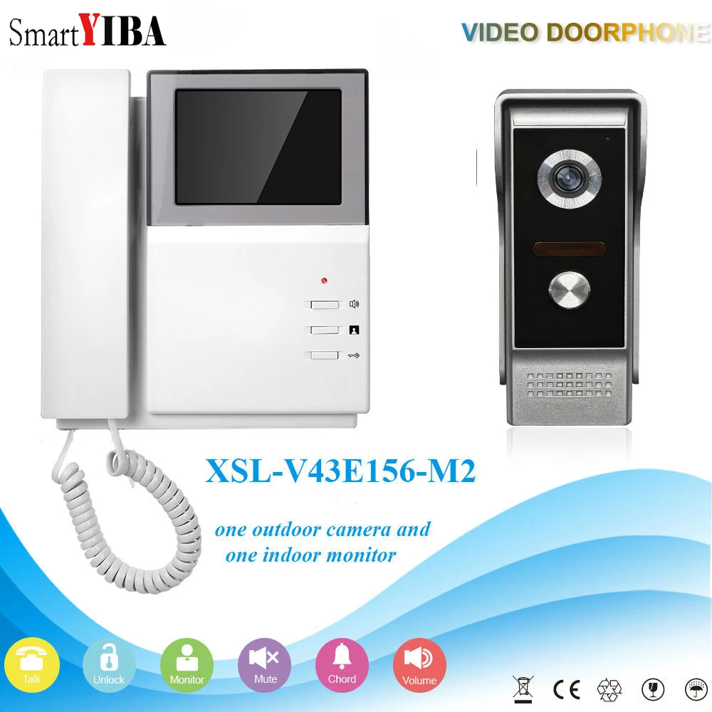 SmartYIBA проводной телефон видео домофон система 4,3 "монитор ночного видения камера видео дверной звонок Поддержка мониторинга двойной способ