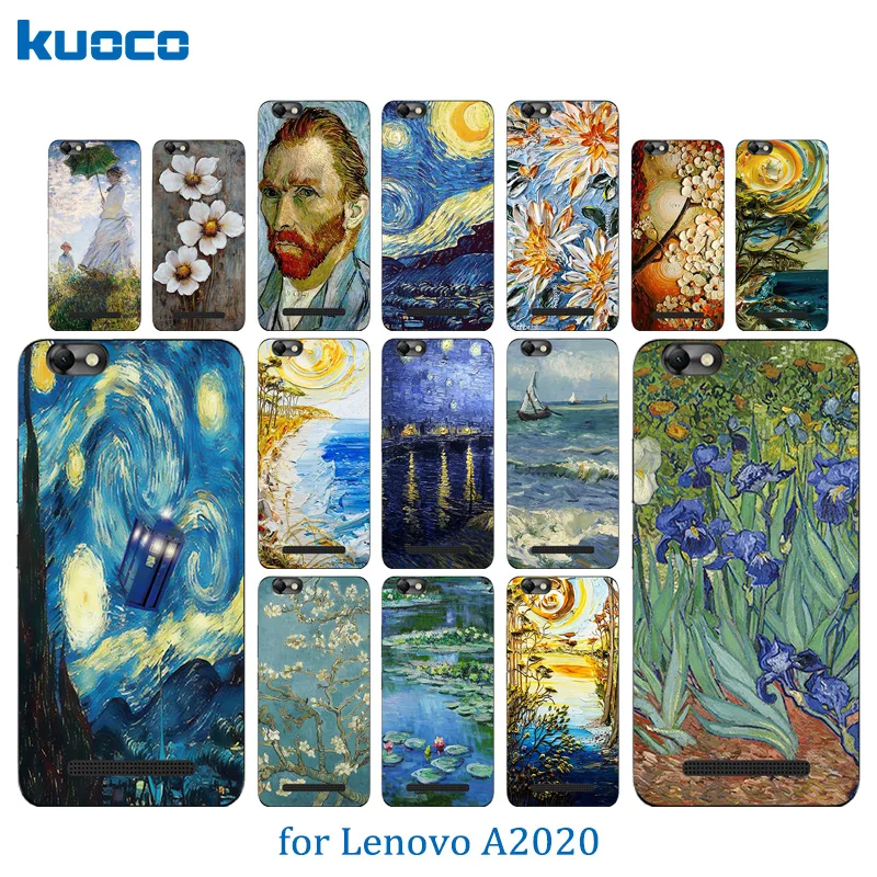 Soft TPU Case Cover For Lenovo Vibe C A2020 Van Gogh Pattern Phone Bags A2020a40 DS A 2020 Shell |