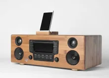50w solid bamboo wood bookshelf CD player speaker hifi music support am fm usb tf aux
