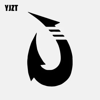 

YJZT 9.9CM*16.2CM Fish Hook Vinyl Car Sticker Decal Fishing Vinyl Art Decor Black/Silver C24-0859