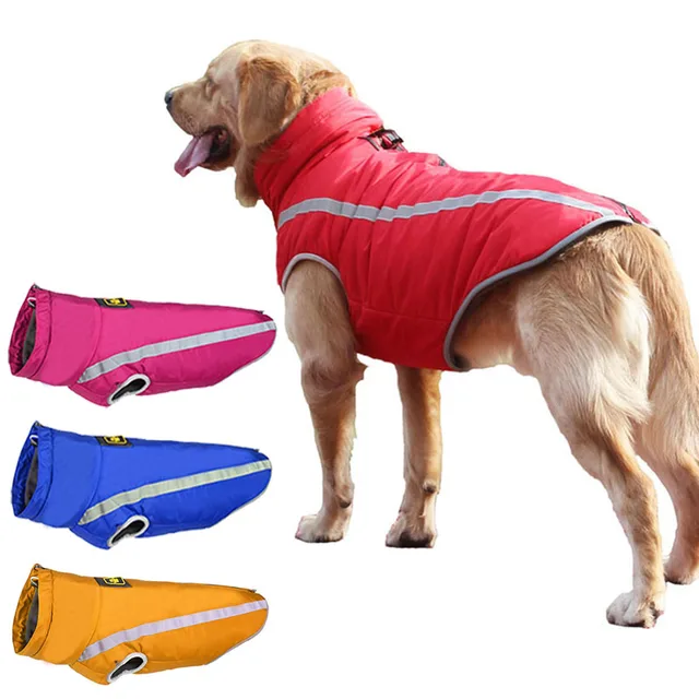 Reflective Dog Coat Winter Jacket for Large Dogs Windproof Waterproof