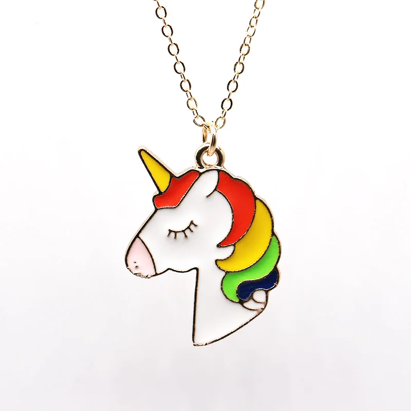 

2018 New Fashionable Unicorn Pendant Necklace Children Cartoon Horse Jewelry Girls Animal Design Necklace Accessories
