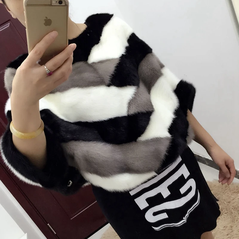 2017 natural 100 mink fur coat Luxury fur garment coat bat font b shirt b font