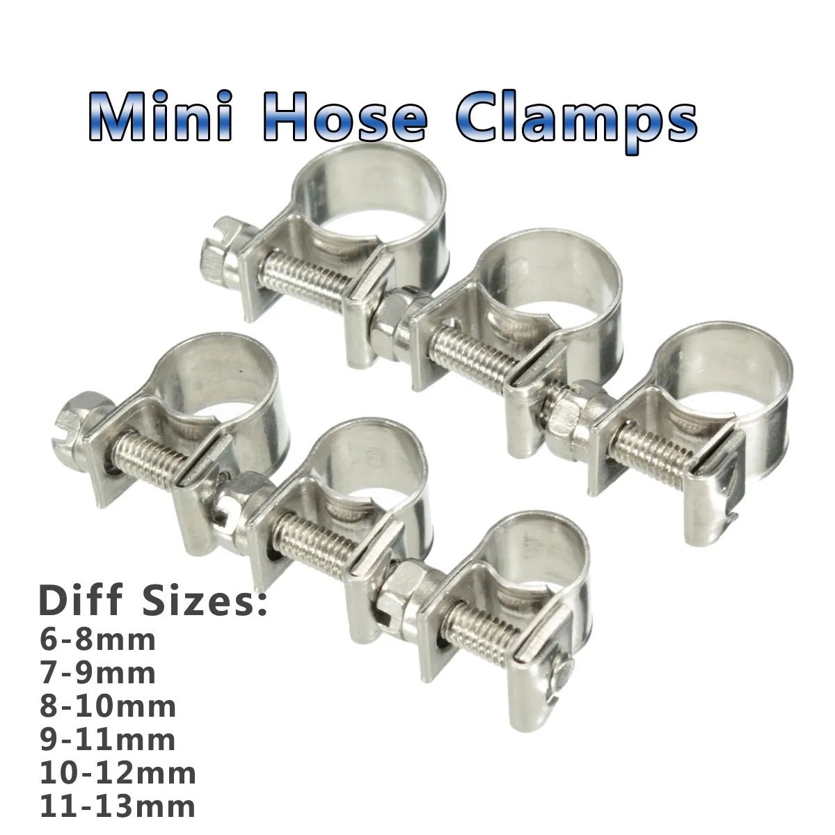 

10Pcs Mini Hose Clamps Fastener Stainless Steel Fuel Line Pipe Hose Clamp Tube Clip Hardware 6mm-13mm