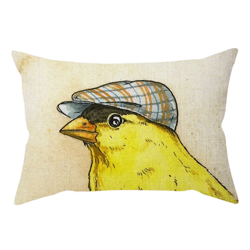 30x50cm Cute Animal Bird Wear a hat Colorful Vintage Sofa Decorative Throw Pillow Case Hen Crow Funny Car Chair Cushion Cover M088-23