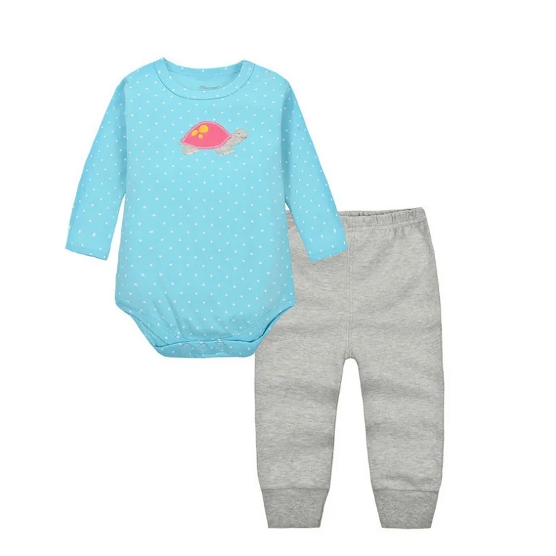 pink turtle Комплект одежды из 2 предметов для маленьких девочек и мальчиков, комбинезон с длинными рукавами и штаны Roupa Infantil Menina Menino Bebe, Одежда для новорожденных из Китая, KF092 - Цвет: pink turtle