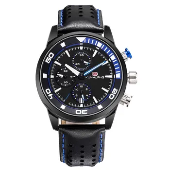 

Business Men Analogue Chronograph Luminous Quartz Watch With Leather Band Calendar Fashion Gift For Sport Business Work Watches