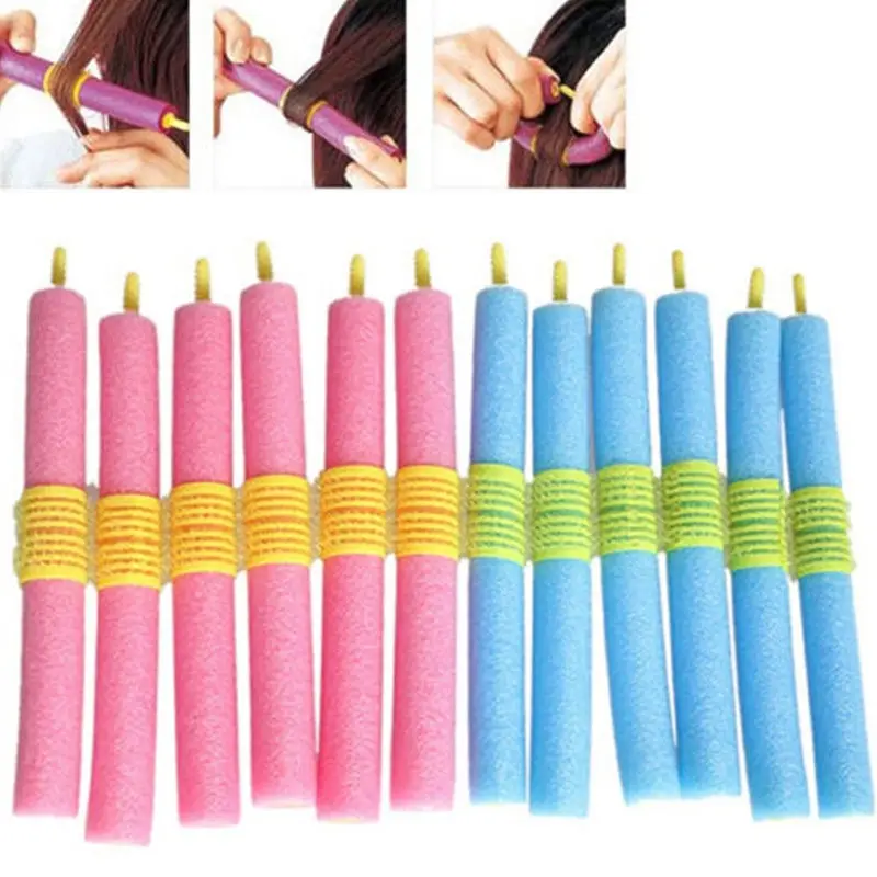 

Brand 12pcs/lot Hair Curler Foam Curler Magical Anion Hair Curler Soft Pearl Sponge Hair Care Styling Roll Stick Roller Curler