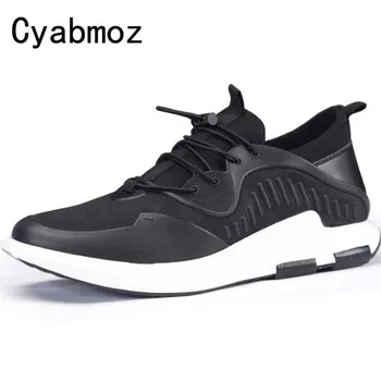 

Men Lace Up Casual Shoes Comfortable Breathable Male Fly knit Chaussure Homme Hidden Heel 6CM Height Increasing Elevator Shoes