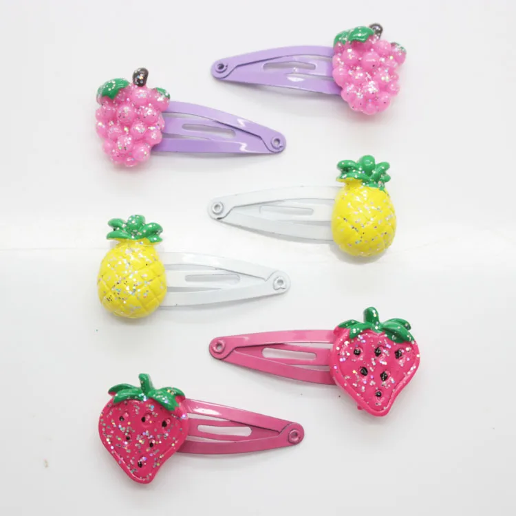 6Pcs /set strawberry /pineapple /grapes charm hair clips hair snap clips cute hair pins