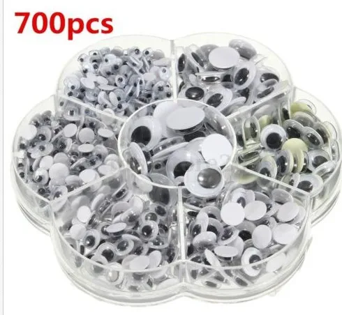 700Pcs Lot Round Self adhesive DIY Wiggly Google Eyes 7 Sizes Plastic Cartoon Animal Doll Puppet