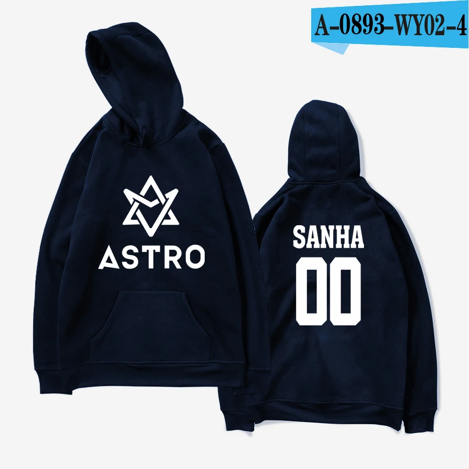 Frdun Tommy Kpop ASTRO Hoodies Moletom STAR Group Spring Women/Men Harajuku Sweatshirt Casual Hoodie Men/Women Clothing - Цвет: navy blue