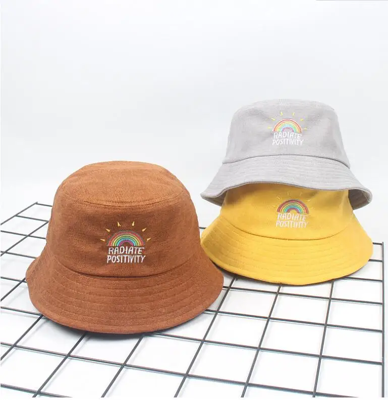 2018 Autumn Winter Grey Ranibow Bucket Hat Corduroy Unisex Bob Caps Hip Hop Gorros Men Women panama warm windproof Bucket Hat