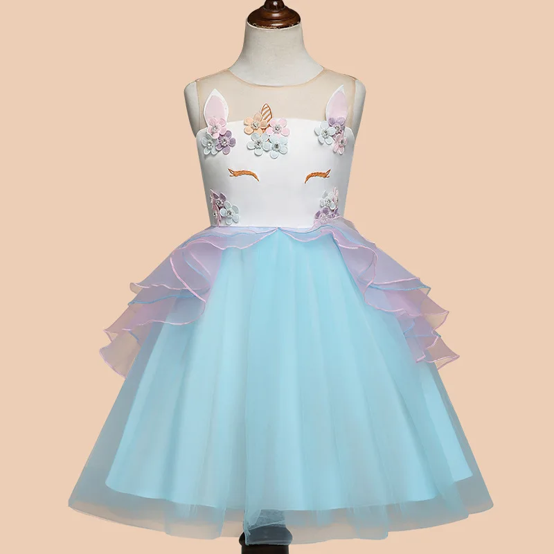 

Cute Unicorn Costume for Girls Embroidery Ball Gown Princess Dress for Kids Birthday Party Princess Cosplay Fancy Dress