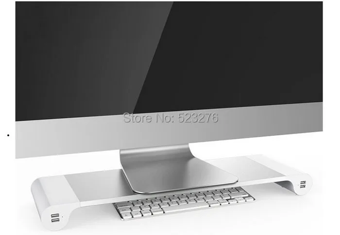 100 New Premium Aluminum Monitor Stand With 4 Usb Ports For Imac
