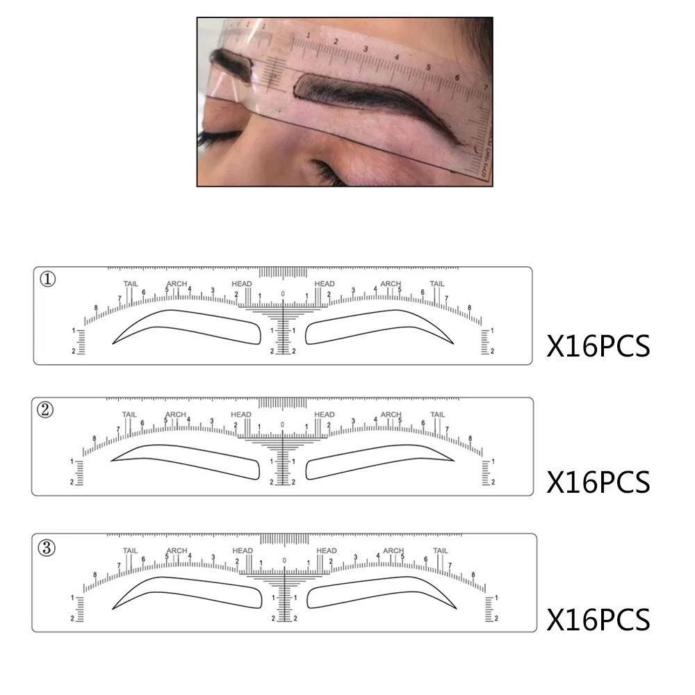 48 шт. трафареты для микроблейдинга бровей, наклейки, принадлежности для перманентного макияжа, одноразовые формы для бровей, руководство по рисованию