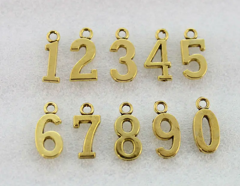 80PCS Assorted Antiqued gold plate Number charms 23044in Charms from