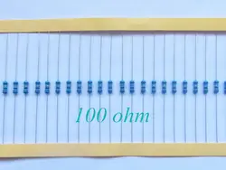 50 шт. 0,5 Вт 1/2 Вт Металл резистор 100 Ом 100R +/-1% соответствует rohs, не содержит свинец в наличии