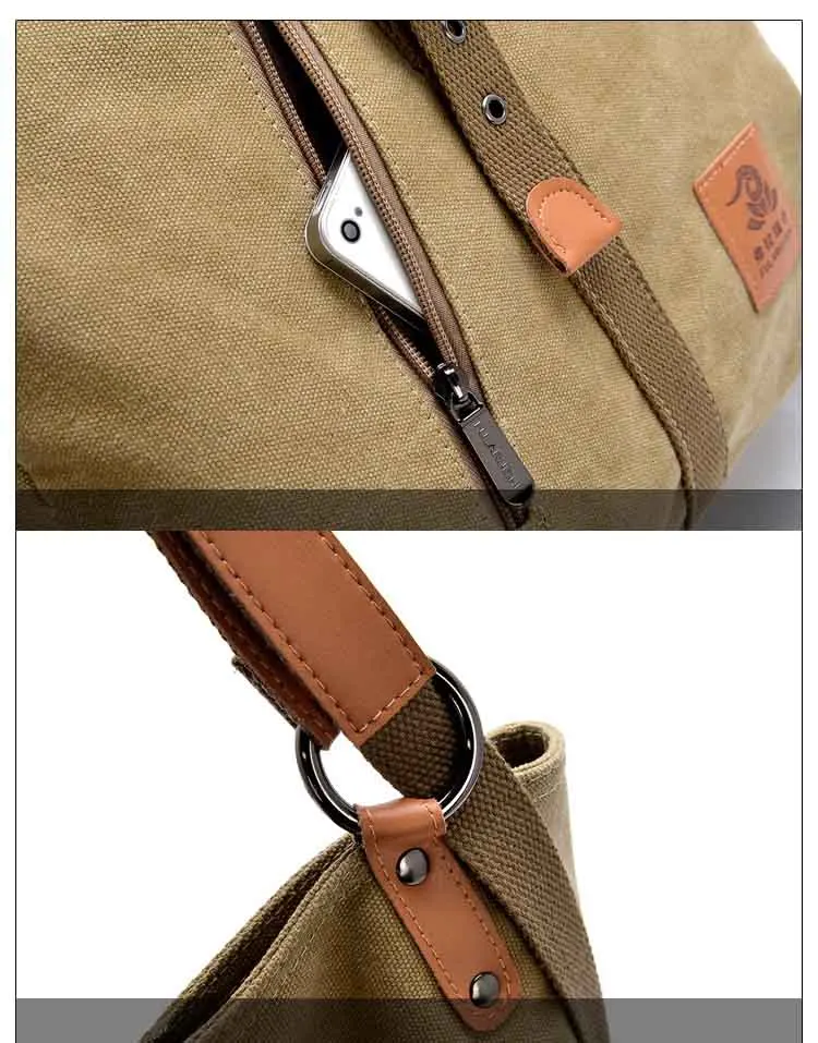 Women's Washed Canvas Handbag Large Capacity Shoulder Bags Female Casual Crossbody Tote Lady Vintage Camel Black Messenger Pack (13)