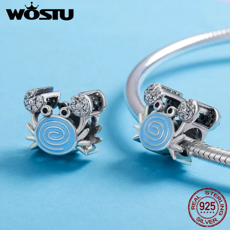 WOSTU 100% Стерлинговое Серебро 925 пробы прекрасный прозрачный CZ краб Очаровательные