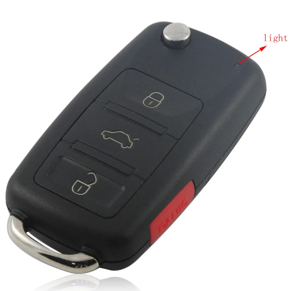

jingyuqin 3+ 1 Panic 4 Buttons Flip Remote Key Shell for VOLKSWAGEN VW Touareg Switchblade Flip Case Fob Cut/Uncut Blade
